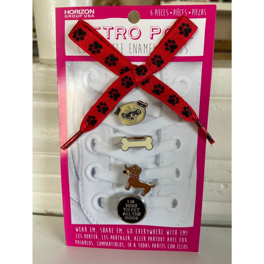 NEW Retro Pop Cool Little Enamel Things Dog Puppy Pug Shoe Charms Shoelaces